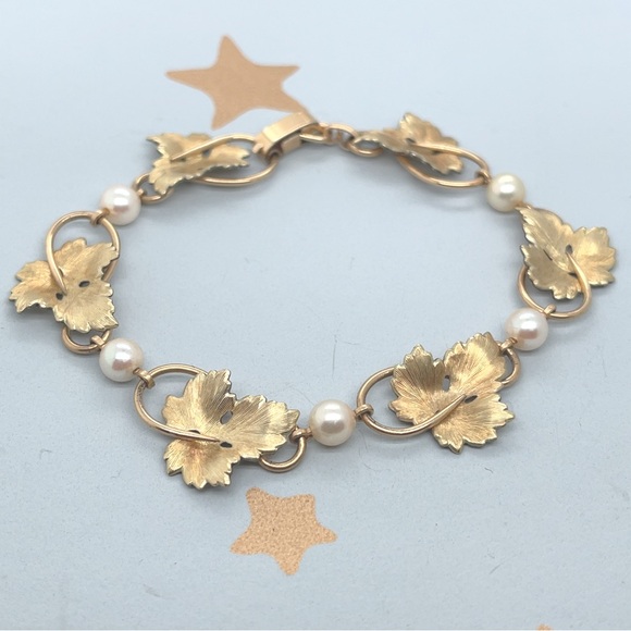 Krementz Leaf bracelet set Vintage gold - Picture 3 of 9